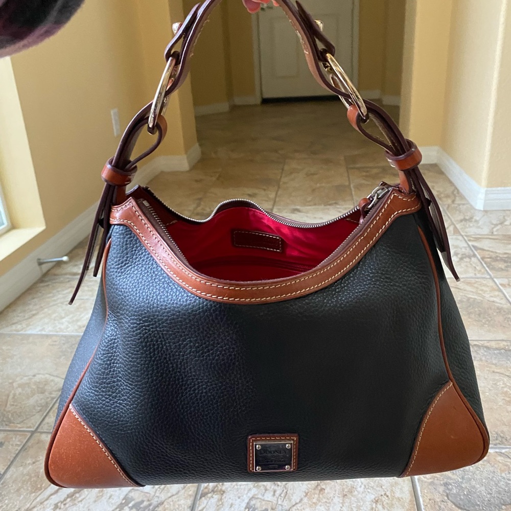 NEW! Dooney & Bourke Black and Brown Hobo with Pouch